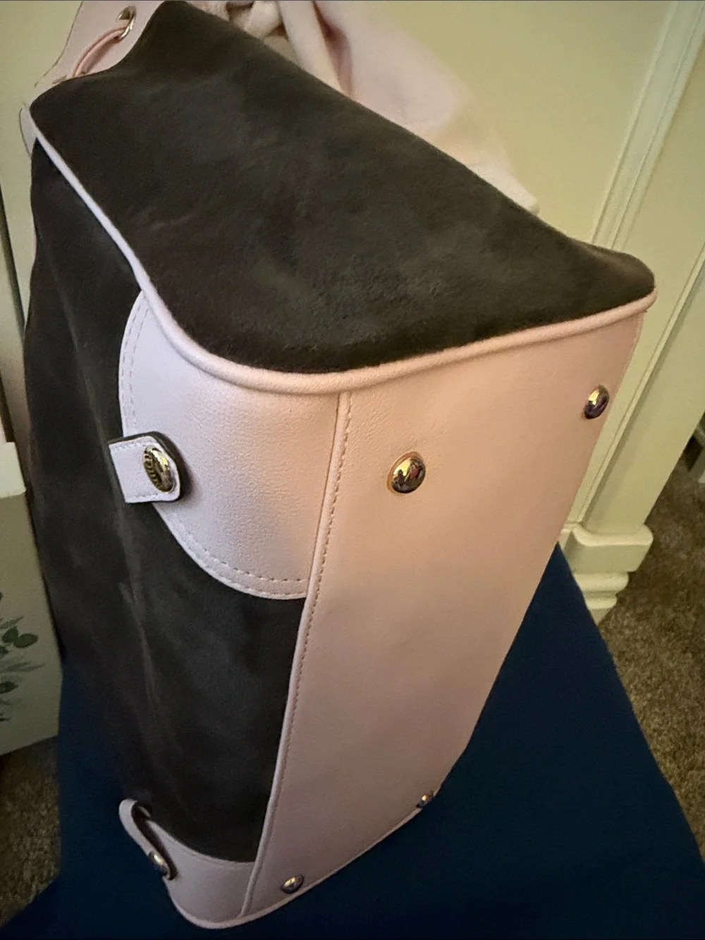 Juicy Couture Pink and Brown Logo Tote with Bow Accent